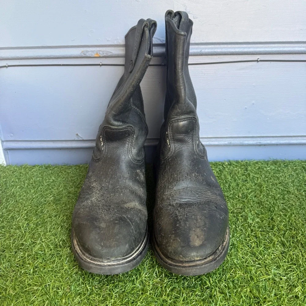 Red Wing Pecos 1125 Black Leather Pull On Work Boots Mens 11.5 E2 Made in USA